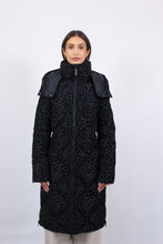 Load image into Gallery viewer, Saga Long Vegan Down Coat | Black Leopard