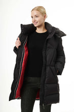 Load image into Gallery viewer, Finnja Down Coat | Black & Chili Red