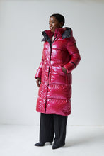 Load image into Gallery viewer, Fria Long Down Coat | Dark Lipstick Red 4