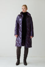 Load image into Gallery viewer, Saga Long Vegan Down Coat | Aubergine 5