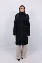 Load image into Gallery viewer, Saga Long Vegan Down Coat | Black Leopard
