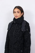 Load image into Gallery viewer, Saga Long Vegan Down Coat | Black Leopard
