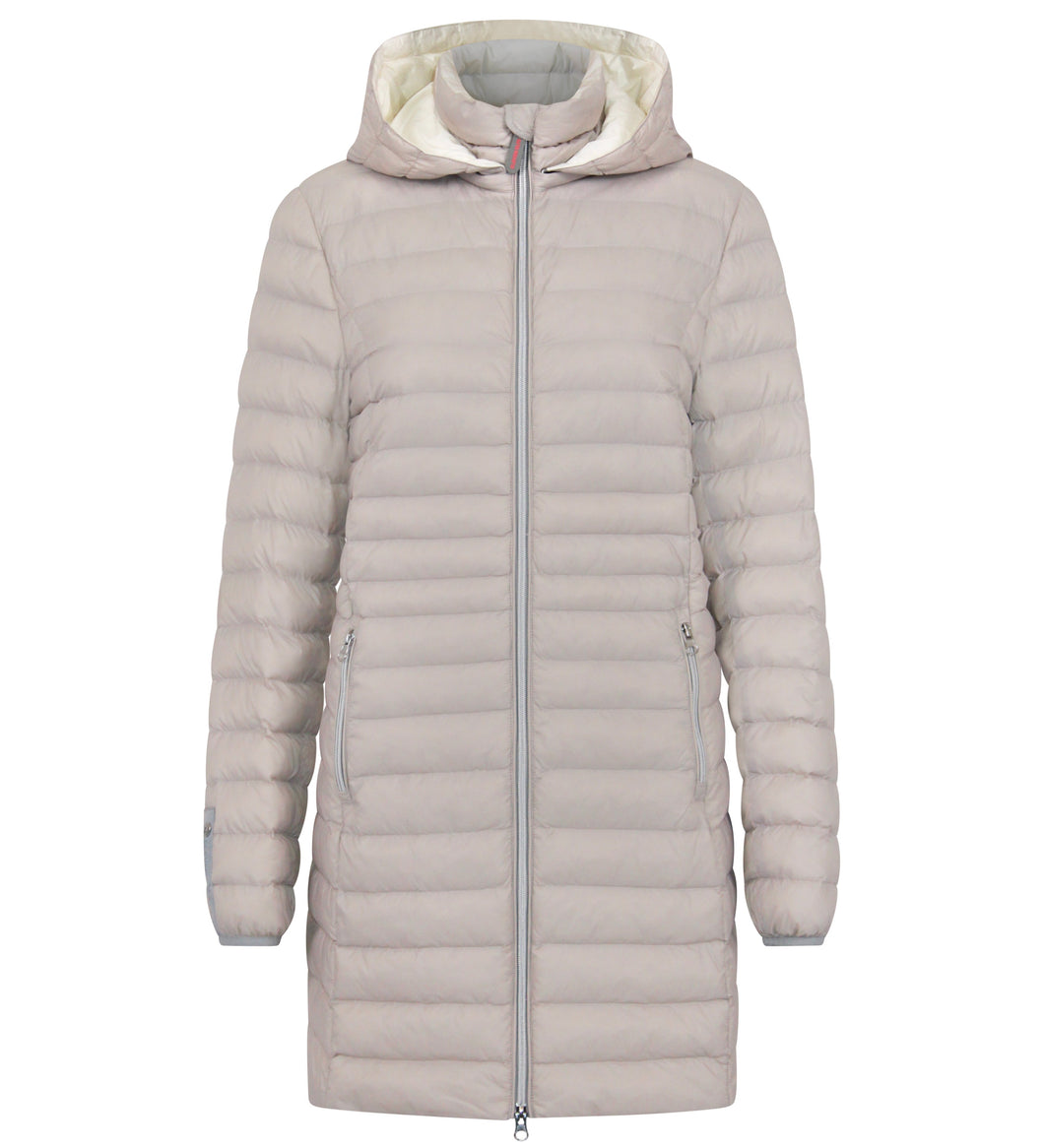 Julie Vegan Down Coat | Linen & Off White