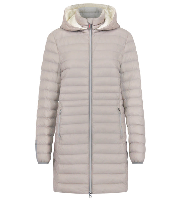 Julie Vegan Down Coat | Linen & Off White