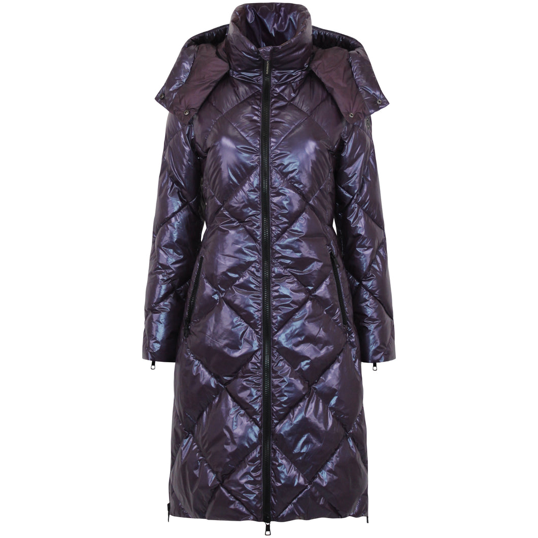 Saga Long Vegan Down Coat | Aubergine