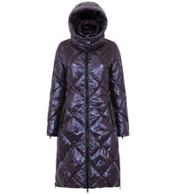 Load image into Gallery viewer, Saga Long Vegan Down Coat | Aubergine
