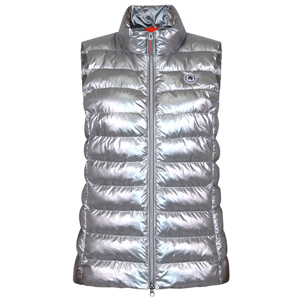 Melian Short Vegan Down Vest | Metallic Silver