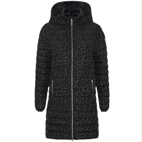 Julie Vegan Down Coat | Black Leopard