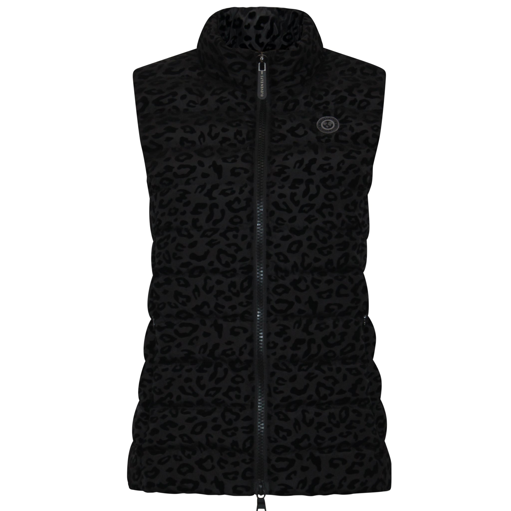 Melian Vegan Down Vest | Black Leopard – Eleven Elfs US