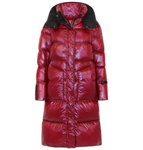 Load image into Gallery viewer, Fria Long Down Coat | Dark Lipstick Red
