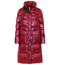 Load image into Gallery viewer, Fria Long Down Coat | Dark Lipstick Red
