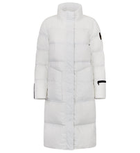 Load image into Gallery viewer, Fria Long Down Coat | White &amp; Black
