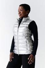 Load image into Gallery viewer, Melian Short Vegan Down Vest | Metallic Silver 2

