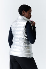 Load image into Gallery viewer, Melian Short Vegan Down Vest | Metallic Silver 3
