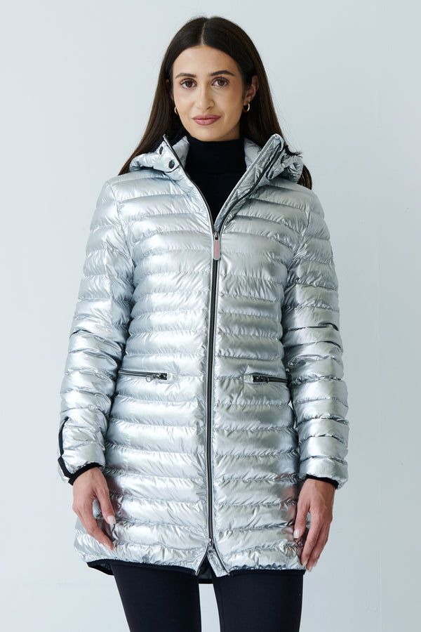 Shannon Vegan Down Jacket  | Metallic Silver