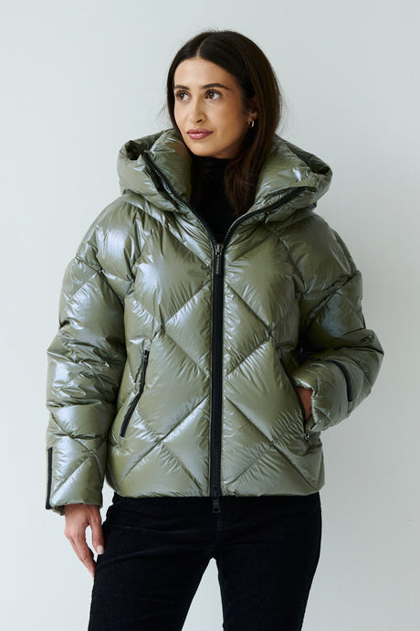 Zoe Down Bomber Jacket | Olive