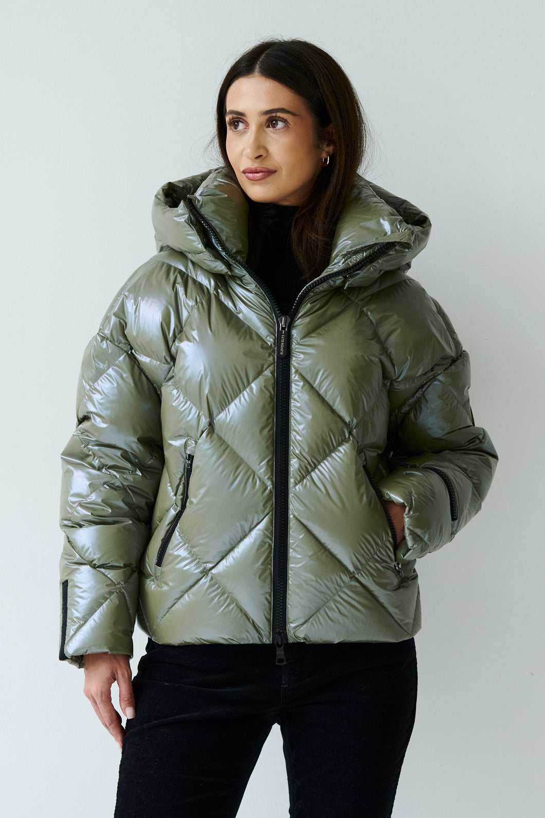 Zoe Down Bomber Jacket | Olive