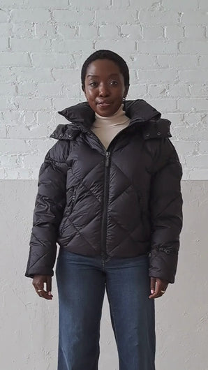 Zoe Down Bomber Jacket | Black