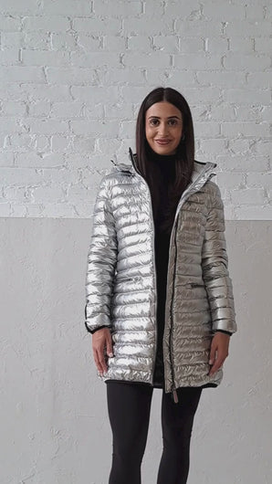Shannon Vegan Down Jacket  | Metallic Silver