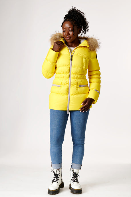 Earth Spirit Long Down Jacket | Bumblebee & Linen 2