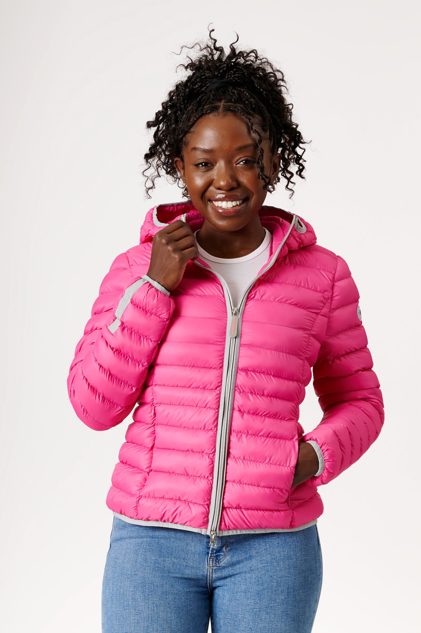 Rose pink puffer jacket online