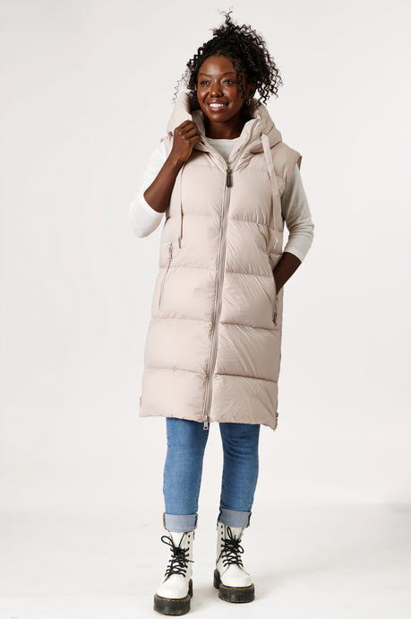 Glaze Long Down Vest | Linen 2